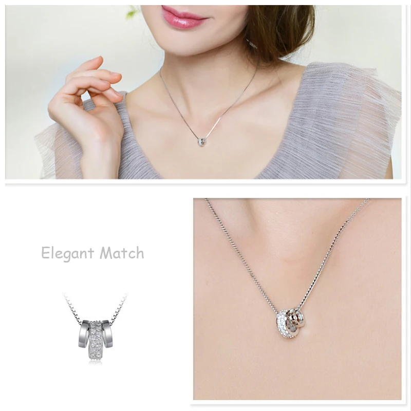 Женская круглая подвеска с тремя вращающимися круглыми фианитами ожерелье из