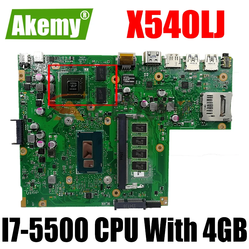 

X540LJ With I7-5500 CPU With 4GB memory mainboard For ASUS X540 X540L X540LJ laptop motherboard Tested Working free shipping