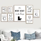 Настенная Картина на холсте, Постер в скандинавском стиле, туалетная бумага, зубная паста, зубная щетка, цитаты, принт, черные и белые картины, уборная комната, декор для туалета