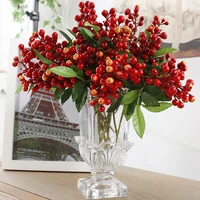 6 pack red artificial berries 2 branches of dried berries plantas artificiales for holly christmas holidays and home decoration