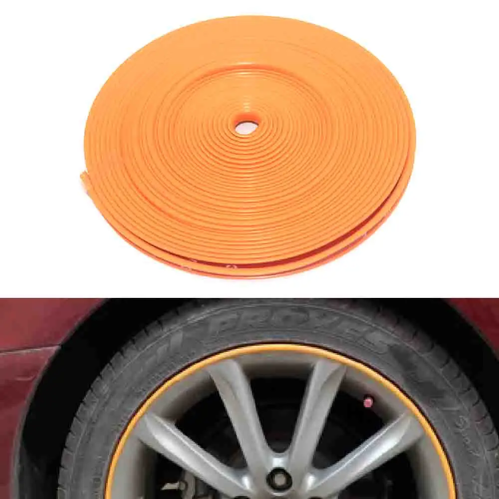 8m Car Wheel Hub Tire Sticker Strip Wheel Rim Protection Care Cover Decoration Wheel Rim Tire Sticker Black/ Red/ Yellow/Blue