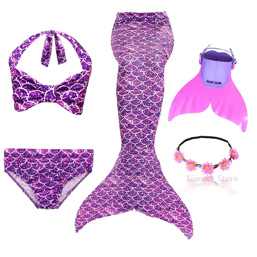 Package 2 NEW The Little Mermaid Tail with Garland Ariel Mermaid Swimsuit for Kids swimmable Bathing Suit Costume Cosplay - Цвет: Package 2