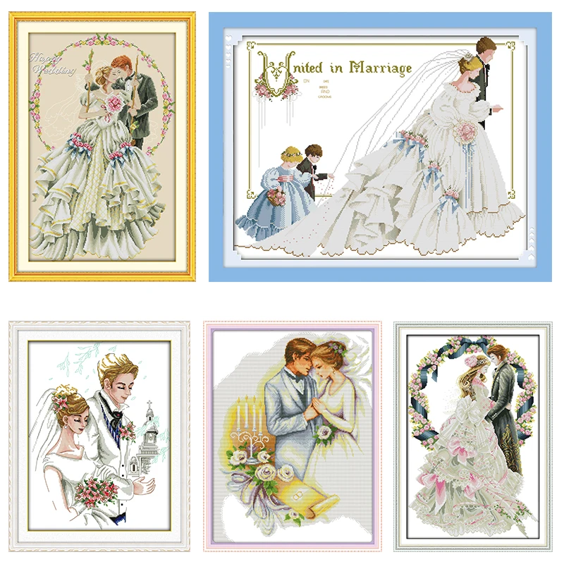 Wedding Joy Sunday Cross Stitch Kit Patterns Stamped Printed 11CT 14CT Counted Print Craft Home Decor Embroidery Needlework Sets | Дом и сад