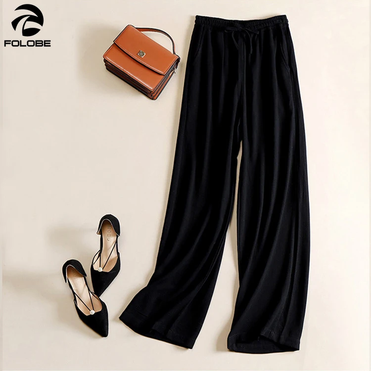 

Summer Women Stright Pants Cotton and Linen Material Casual Lace-Up Waist Women Long Pants Female Trousers Pants for Women