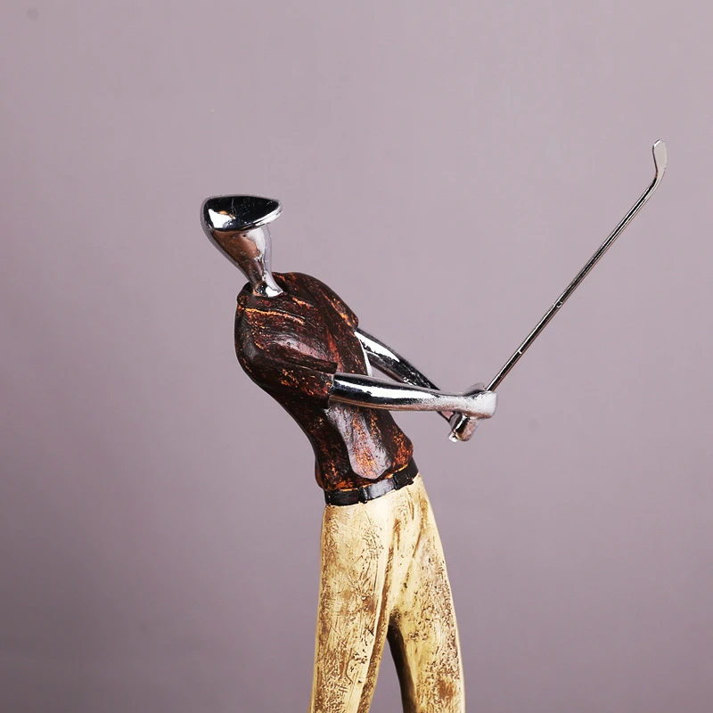 

Golfer Statue Crafts Home Resin Decoration European Iron Character Desktop Decoration