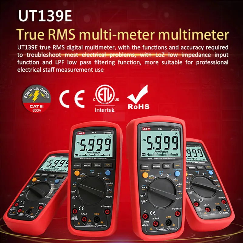UT139E True RMS цифровой мультиметр Температурный Зонд LPF фильтр пропускания LoZ (вход с