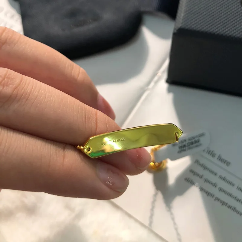 Модный шарм копия 1:1 желтый многоцветный Регулируемый браслет с прямой пластиной