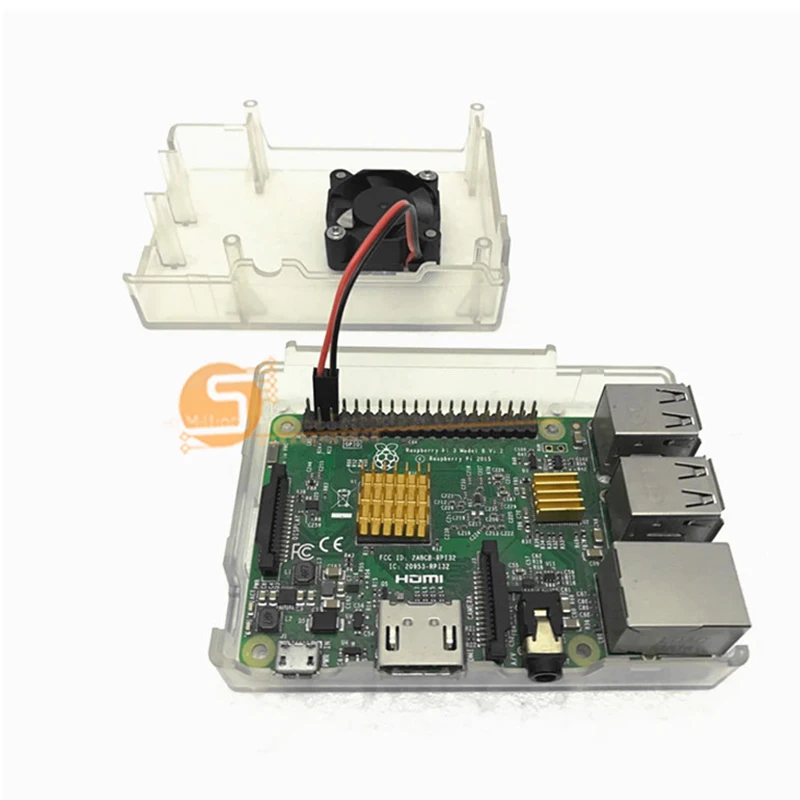Официальный защитный чехол для Raspberry Pi 3 Чехол черный прозрачный с охлаждающим