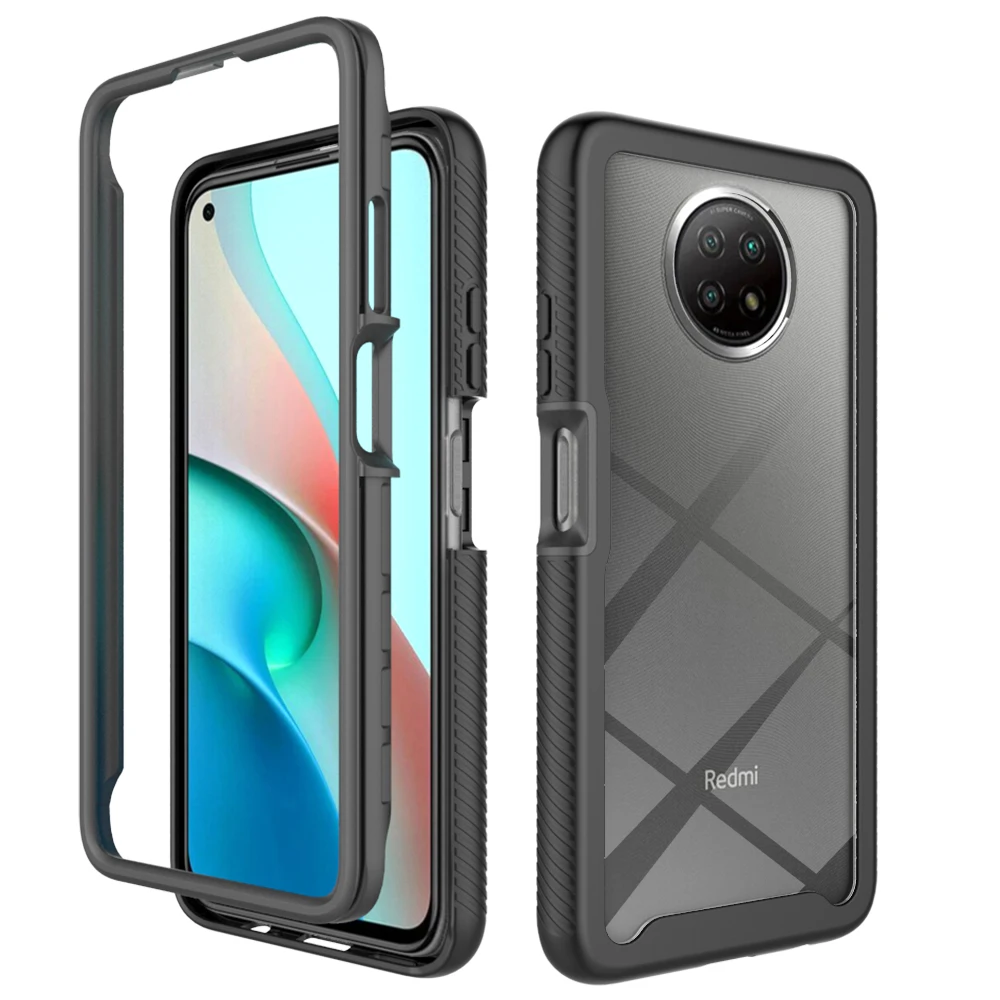 

2 in 1 Hybrid Rugged Armor Shockproof Case For Xiaomi Redmi Note 9T Soft TPU Frame Transparent Acrylic Hard PC Back Cover Fundas