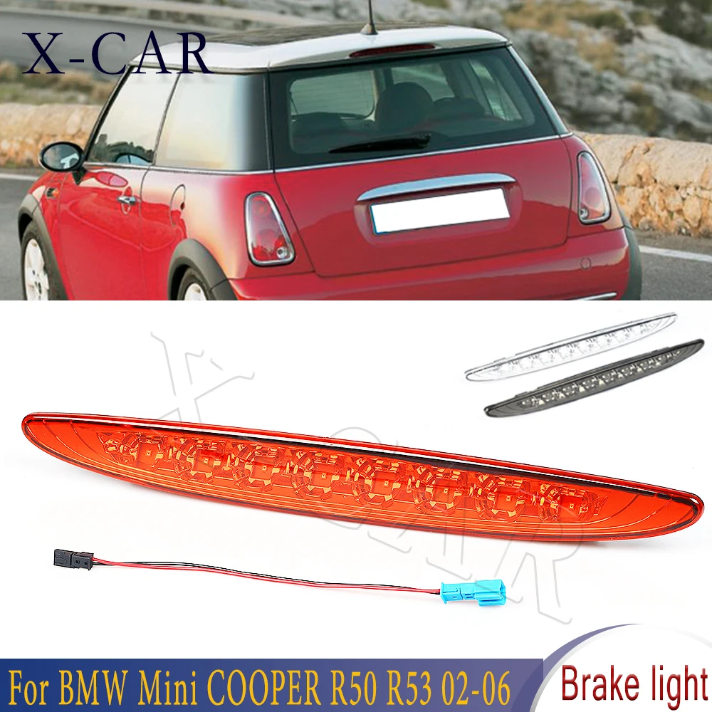 X-CAR Smoked Red White LED 3rd Brake Lamp For 2002 2003-2006 MINI Cooper R50 R53 1st Gen High Mount Brake Light Stop car Light