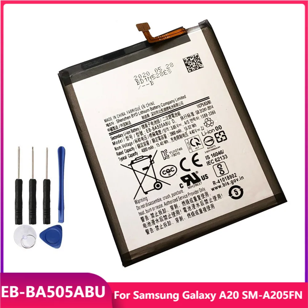 

Original Replacement Phone Battery EB-BA505ABU For Samsung Galaxy A20 SM-A205FN Rechargeable Battery 4000mAh With Free Tools