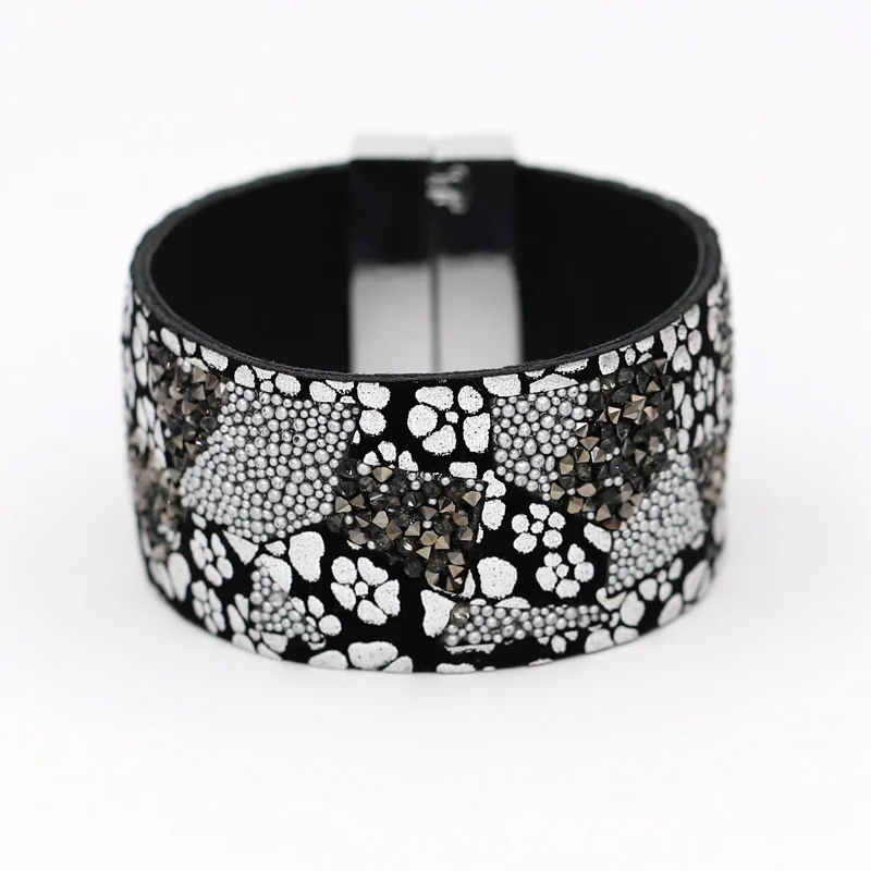 Женский кожаный браслет VONNOR магнитный с застежкой стразы и бусины аксессуары для