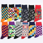 Носки мужские хлопковые, с принтом ромбовидной сетки, женские, зимние, теплые, забавные, подарки от производителя, Прямая поставка