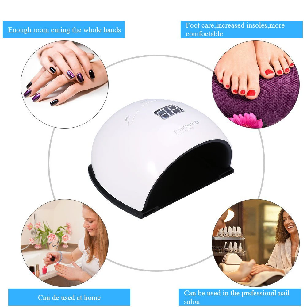 48W UV LED Lamp Nail Dryer For Hand Foot Gel Polish Curing Drying Fingernail Toenail Led Manicure Art Tool | Красота и здоровье