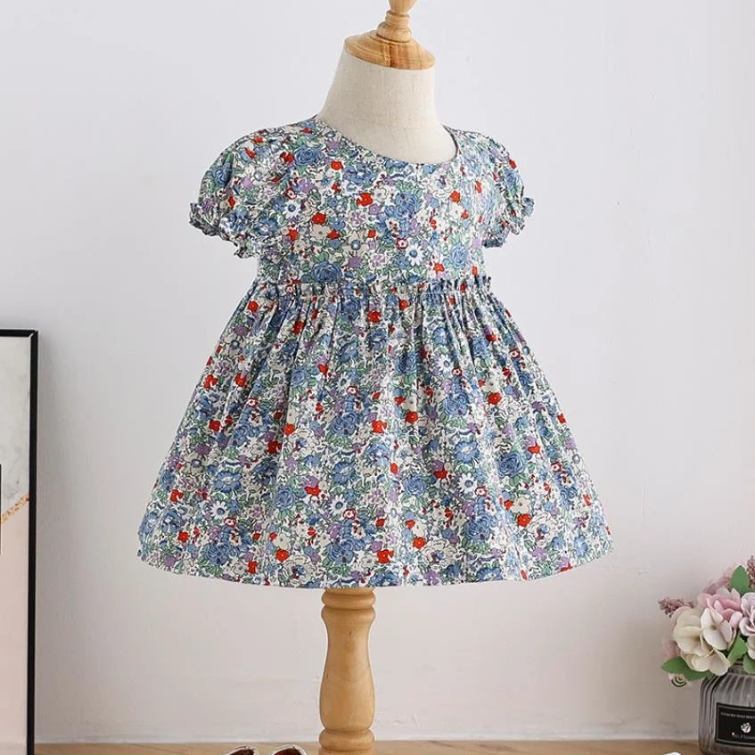 

Summer Spanish Lolita Princess Dress Short Sleeve Print Sweet Cute Dress For Girls Birthday Party Easter Gown Vestidos A302