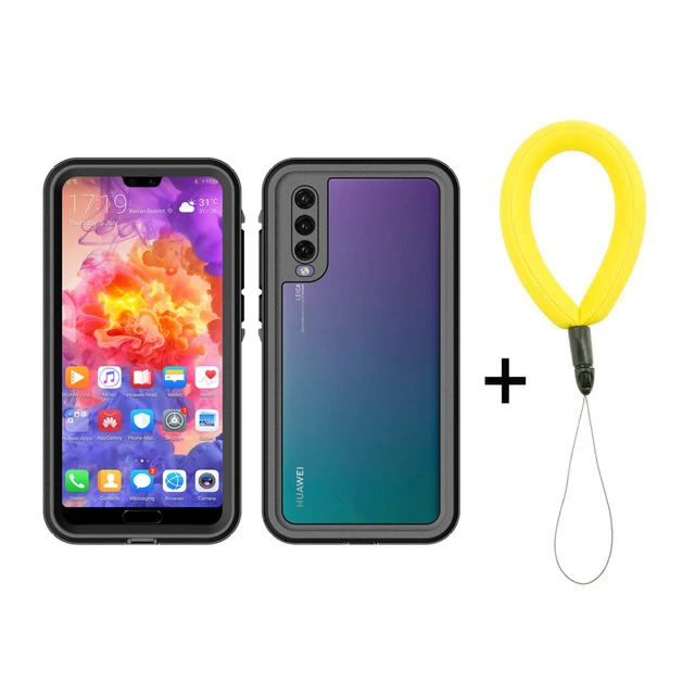 Black with Strap Huawei P30 Pro Водонепроницаемый чехол IP68 принципиально huawei P20 Lite чехол 360 защиты huawei P20 PRO доказательство воды крышка P20Lite PC 3M чехол - Цвет: Black with Strap