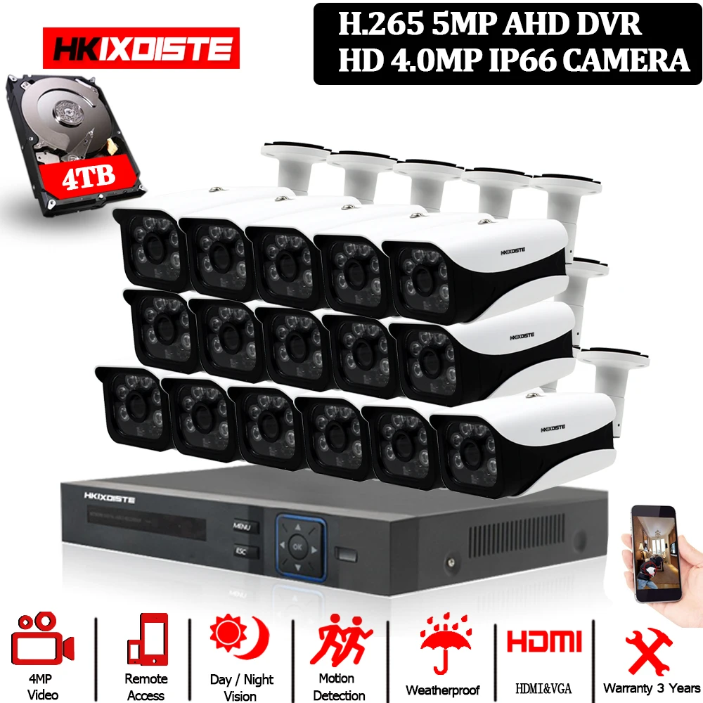 Камера видеонаблюдения hkixdiche HD 16 каналов DVR 4 МП шт. AHD 6 комплектов|Система