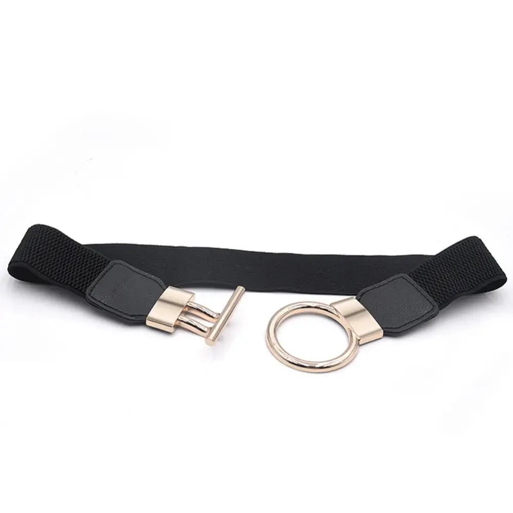

Women High Quality Simple Belt Wide Waistband Women Metal Round Buckle Decoration Dresses Jacket Belt
