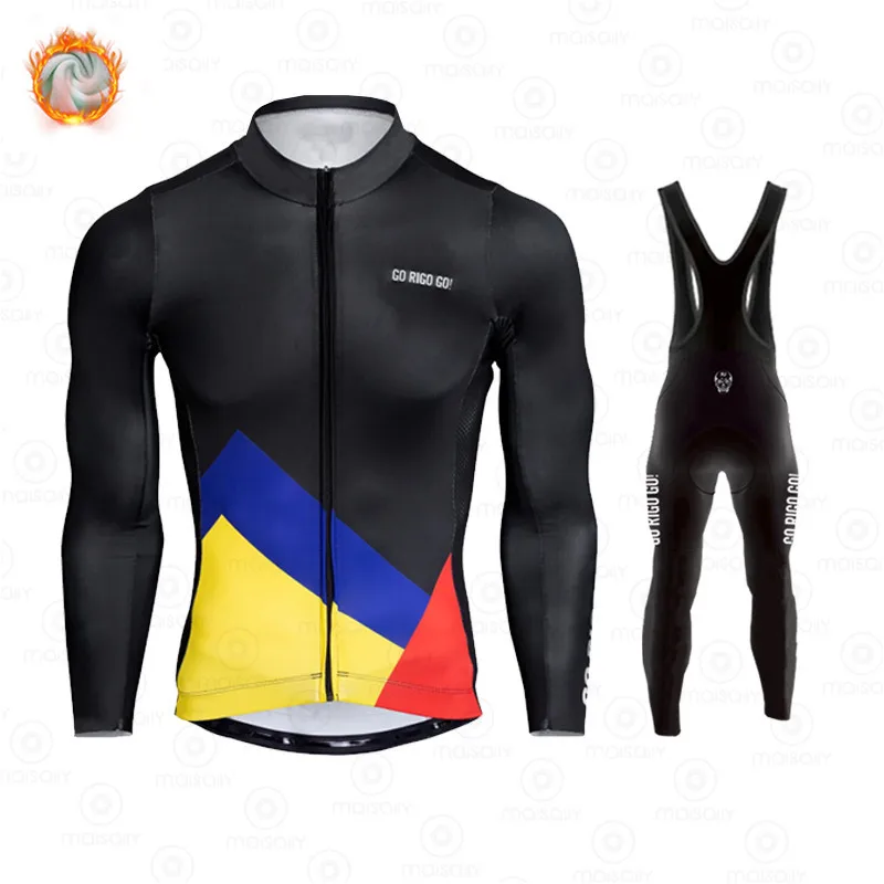 

2021 GO RIGO GO Winter Cycling set Thermal Fleece road Bike Suit Long Sleeve Cycling Jersey roupa Ciclismo MTB Bicycle Clothing