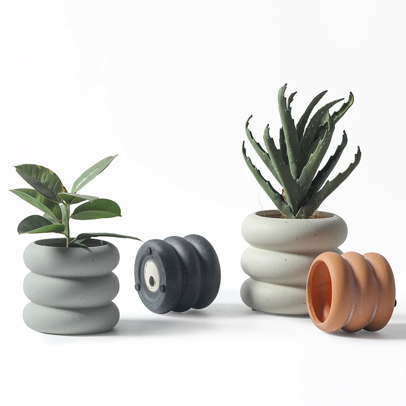 

1pc Nordic Circle Ceramic Flower Pot Frosted Literary Personality Indoor Bonsai Succulent Flowerpot Plant Pot With Hole Bottom