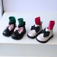 winter toddler bow boots baby girls black brand shoes children leather fashion boots first walker chelsea boots warm ankle shoes