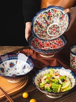poland retro ceramic hat bowl 950ml large capacity soup noodle bowl kitchen utensils microwave oven use fruit salad bowl