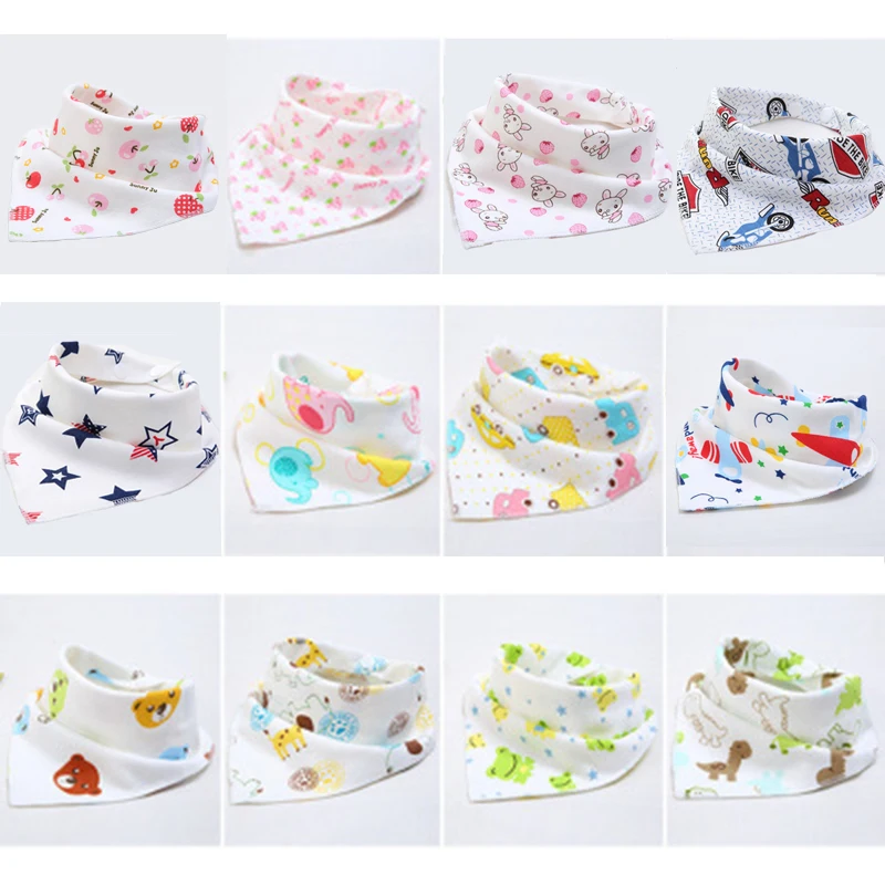 12 шт. Детские треугольные нагрудники с мультяшным принтом | Детская одежда и