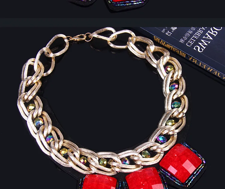 Новый стильный атмосферный синий красный воротник ожерелье Бесплатная доставка