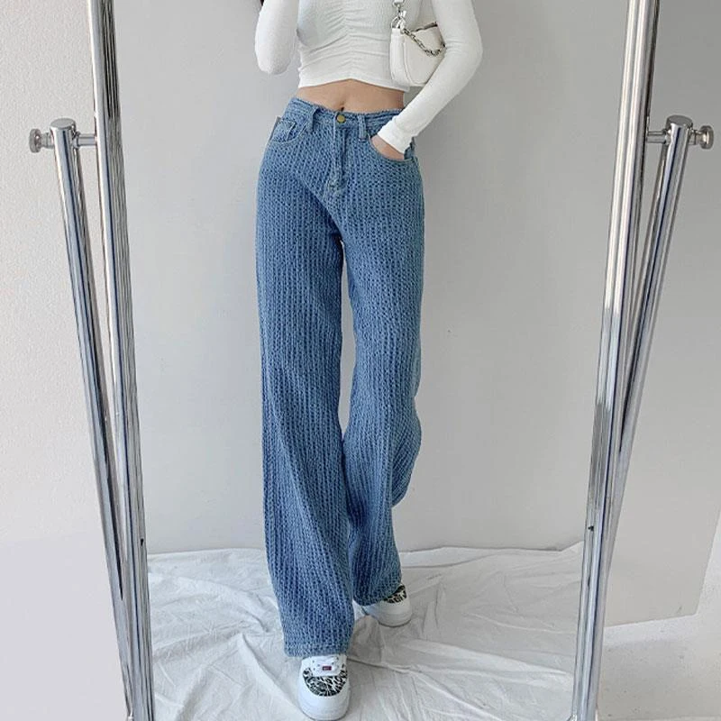 

High Waist Slim Wide Leg Jeans Women's 2021 Autumn And Winter New Loose Lazy Casual Versatile Vertical Floor Dragging Pants