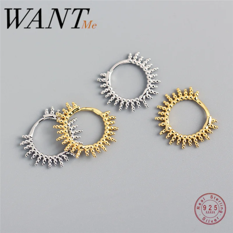 Женские Геометрические серьги гвоздики WANTME маленькие круглые из серебра 925 пробы