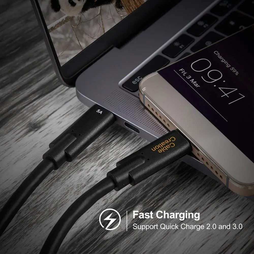 Кабель USB C (10 Гбит/с/2 Gen2) кабель 3 1 Суперскоростной с питанием 5A/100 Вт совместим