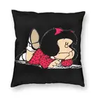 Милый чехол для подушки Mafalda, домашний декоративный чехол для дивана, комикс Quino с аргентинским мультяшным рисунком, квадратный чехол для подушки 40x40 см