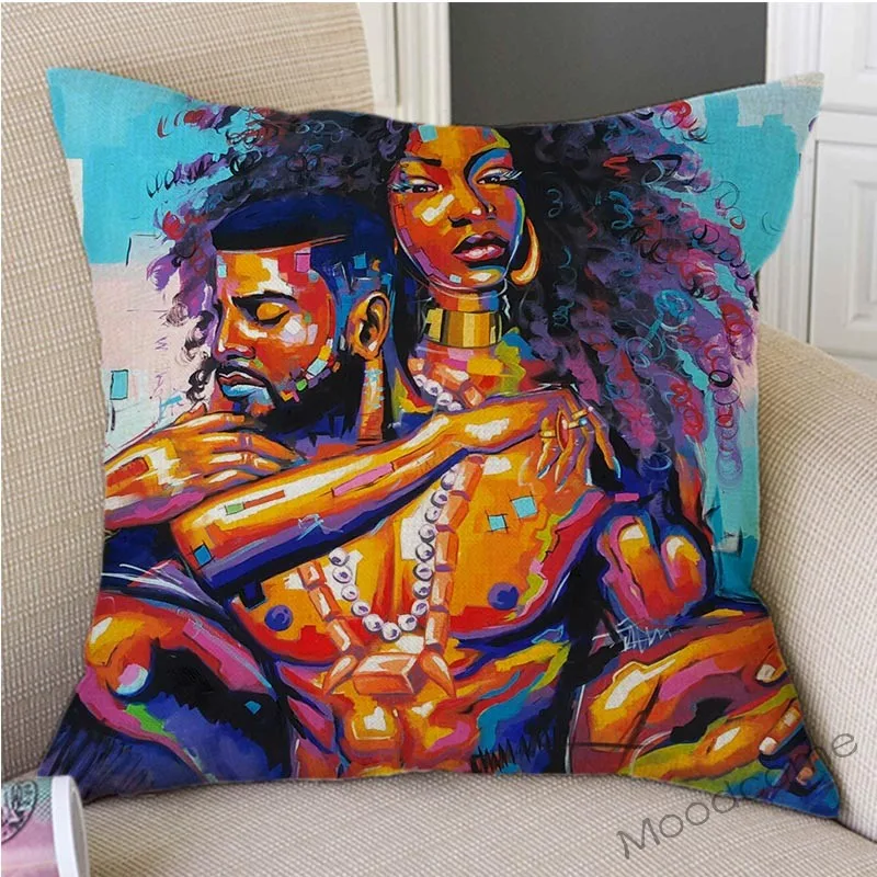 Black King And Queen Of Africa Sexy картина маслом для молодых пар домашний декоративный чехол