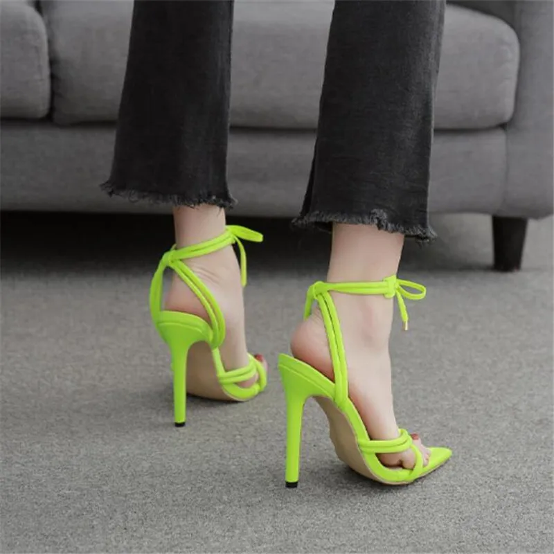 

Fashion Stretch Fabric Women Shoes High Heels Sandals Summer Cross Tied Lace Up Peep Toe Party Sandals Pumps Size 35-41