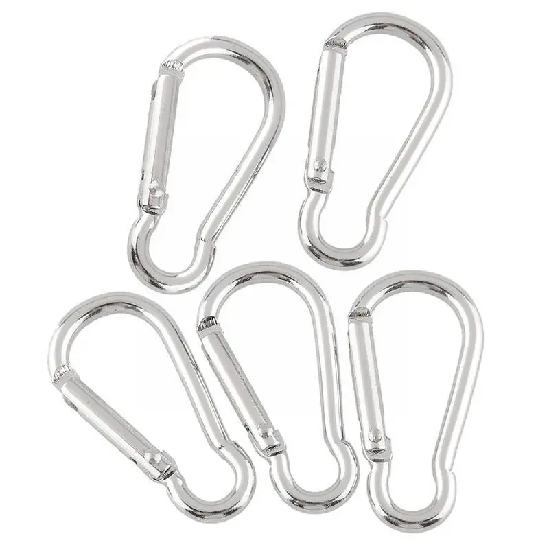 

5PCS Sliver Carabiner Aluminium Alloy Safety Buckle Tools Keychain Outdoor Camping Hiking Button Sports Climbing Carabiner T9H7