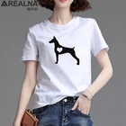 Doberman Pinscher Футболка с принтом сердца собаки женские топы корейский стиль оверсайз хлопковая футболка с коротким рукавом kawaii футболка для женщин