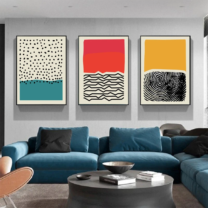 Современная Абстрактная красочная Геометрическая Картина на холсте постеры и