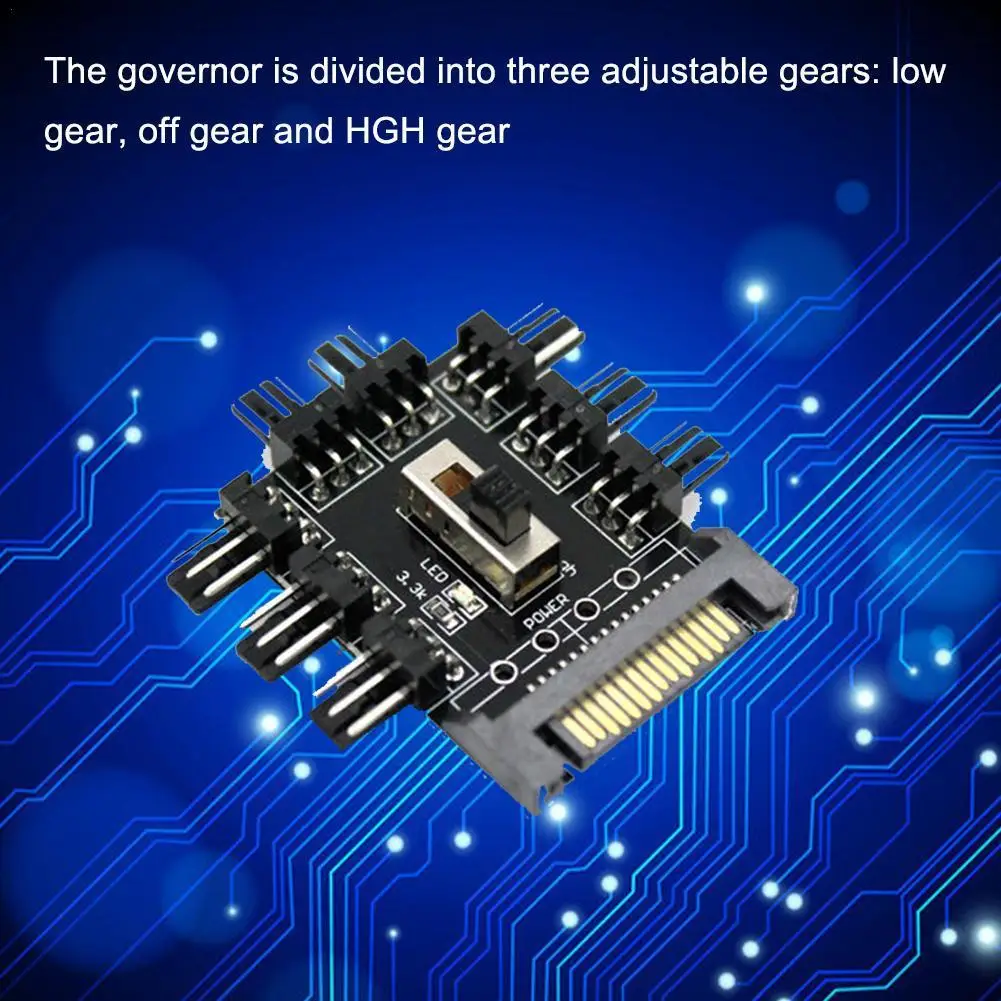 

1 to 8 Cooler Cooling Fan Hub 3Pin 12V Splitter Power 2 Controller PCB Adapter Speed Laptop For Computer Level Socket V0H3