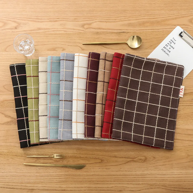 

Embroidered Square Plaid Fabric Cotton Linen Tablecloth Table Cover Dining Coffee Desk Cloth Party Birthday Decoration