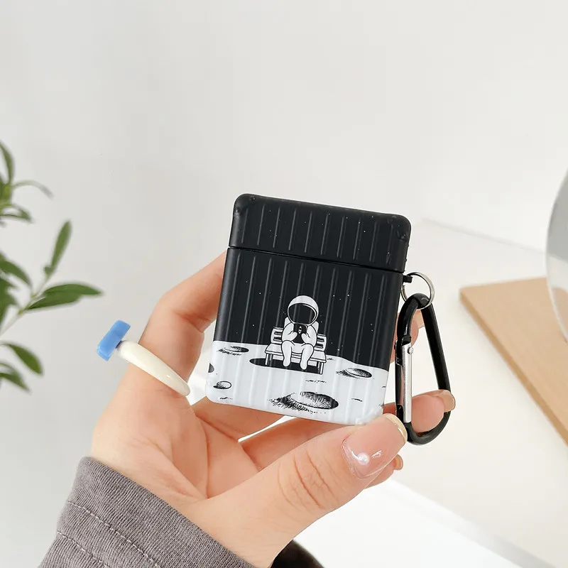 New Astronaut Black square Wireless Earphone Charging Box for Apple AirPods Pro Soft Protective Case Cover 3 2 1 |