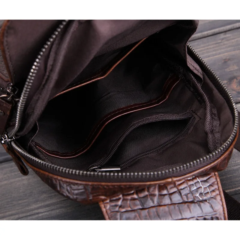 

Alligator Genuine Leather Sling Chest Pack Men's Messenger Bag Men Cowhide Crossbody Shoulder Bags Casual Luxury