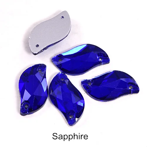Sapphire Горячее предложение! Распродажа! 3 размера красный S лист формы пришить стразы с отверстиями Flatback Стеклянные стразы шьют-на Стразы для шитья одежды B0176 - Цвет: Sapphire