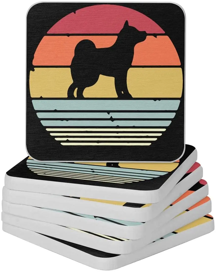 

Подставка под стаканы с Сиба-ину диатомит в стиле ретро, квадратные подставки для напитков, Набор держателей для зубных щеток для ванной и к...