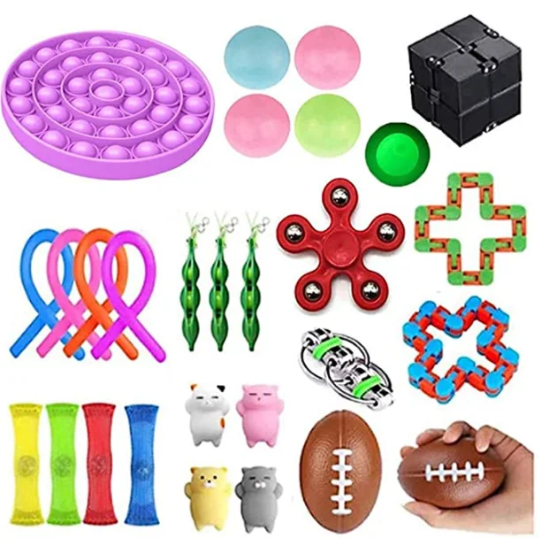 

27pcs Decompression Portable Sensory Funny Durable Safe Relieves Squeeze Toys Cute Stress Kid Adults Toy Rubber Gift Games Toy
