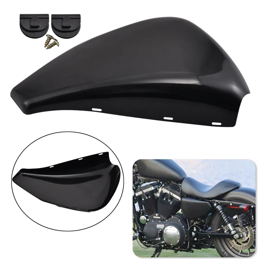 

Мотоциклетный металлический черный левый обтекатель Крышка батарейного отсека Защитная панель для Harley Sportster XL 883 XL1200 14-Up
