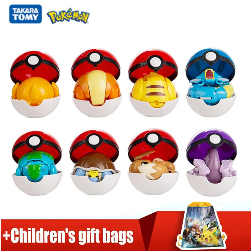 

New Genuine Pokemon Pokeball Pocket Monster Deformation Toy Set Box Eevee Pikachu Charizard Gyarados Anime Figure Pet Model Doll