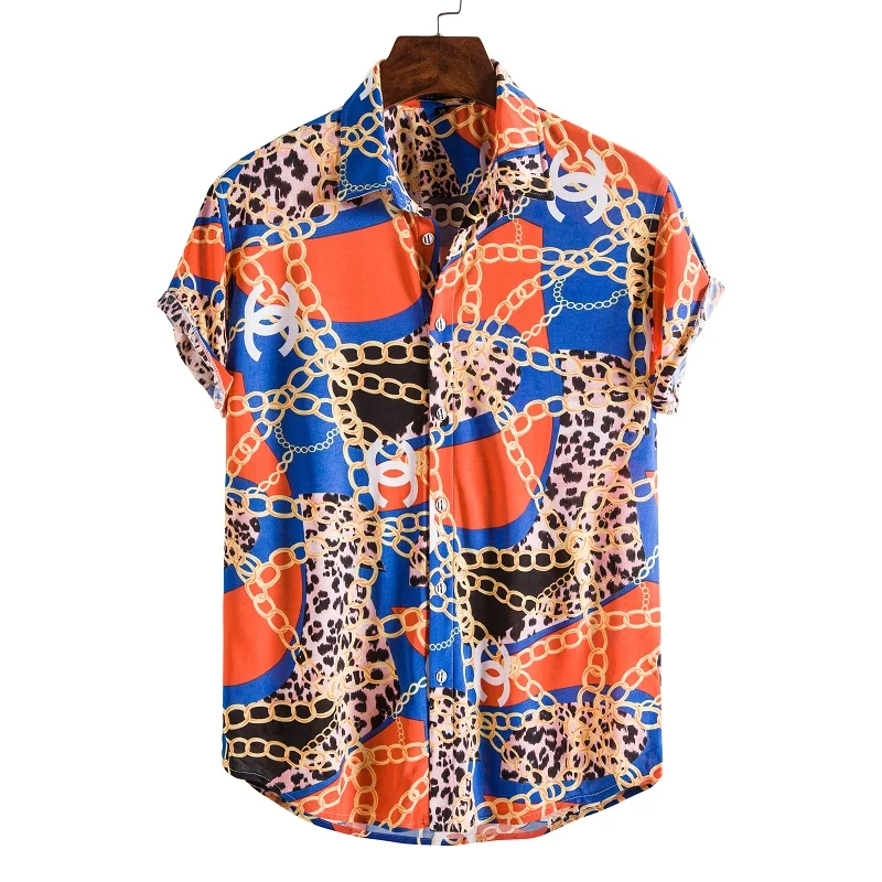 Men's shirts  New Hawaiian Shirts Men 2021 Single Button Shirts Wild Shirts Printed Short Sleeve Male Blouses