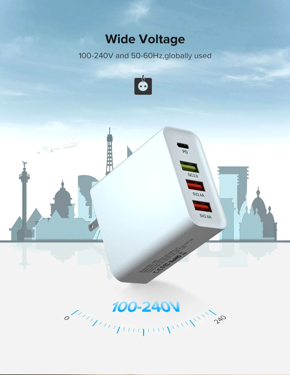 48 Вт PD зарядное устройство Turbo USB C мульти быстрое зарядное устройство 3,0 type C QC 3,0 быстрое настенное зарядное устройство для iPhone 11 Imac Air Switch Pixel