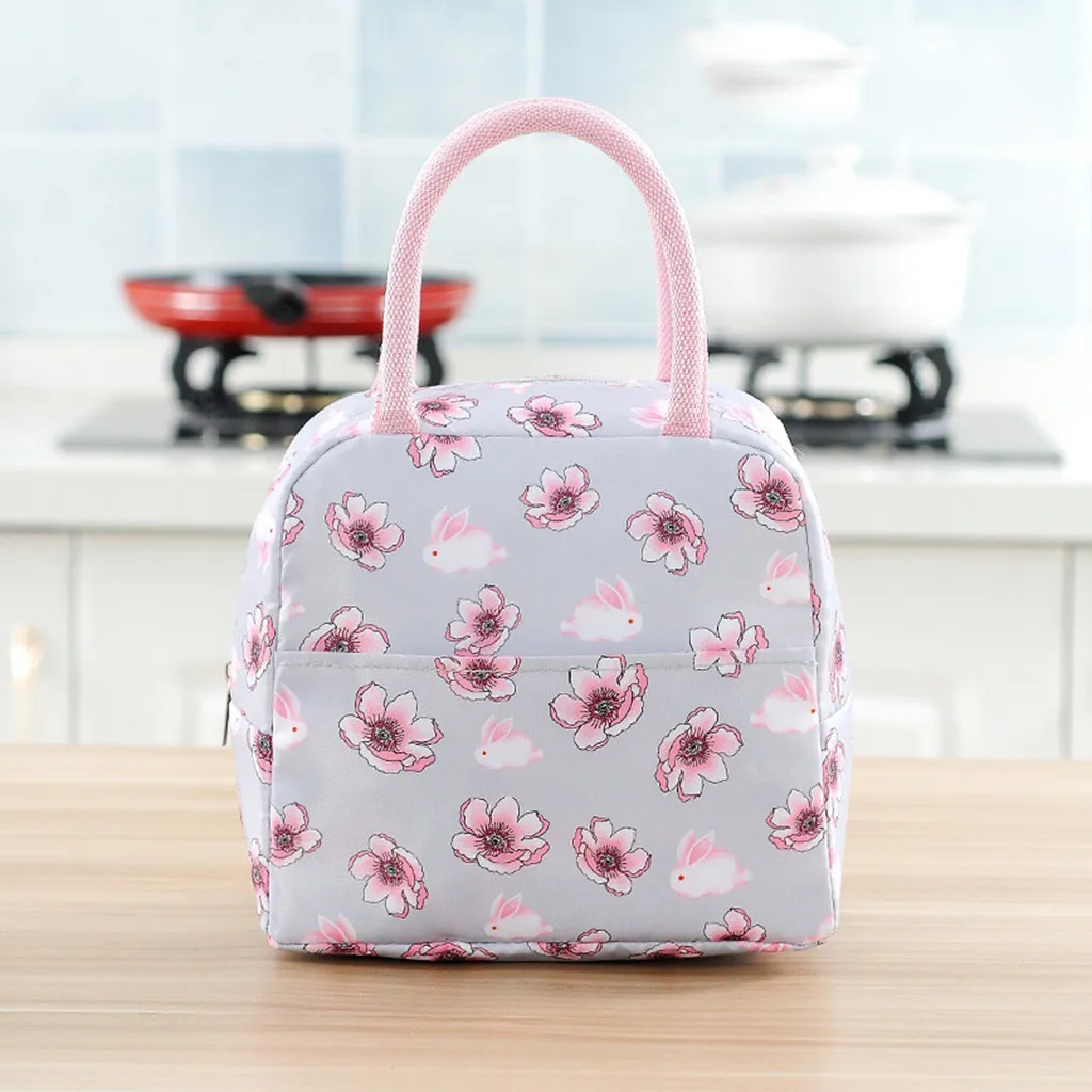 Сумка для еды bolsa termica, модная сумка для обеда, портативная, водонепроницаемая, толщина, для пикника, школы, офиса, с цветочным принтом, d90814