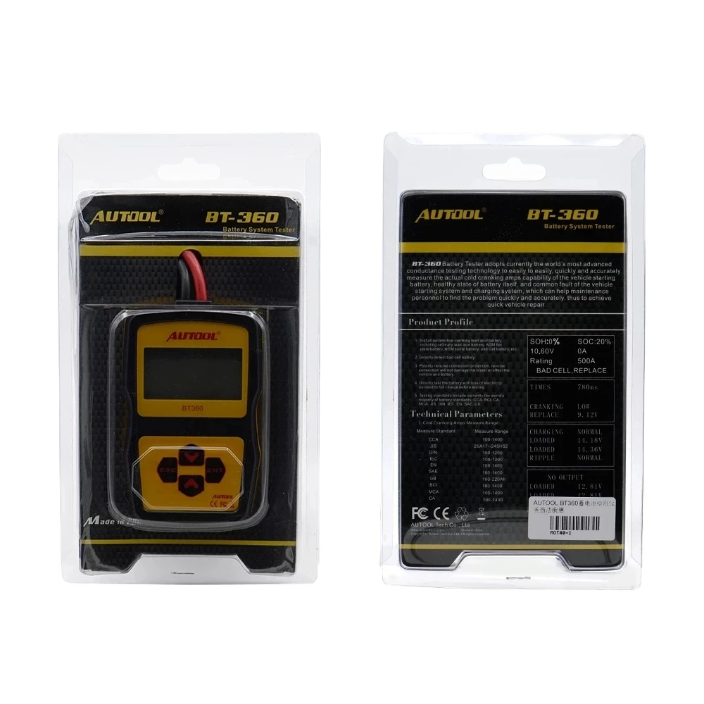 2019 Новый Многоязычная AUTOOL BT360 12 V Цифровой walkie talkie автомобильное Батарея тестер BT